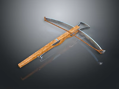 Crossbow With Wooden Body Metal Bow Arms And Mechanical Trigger System 3d model