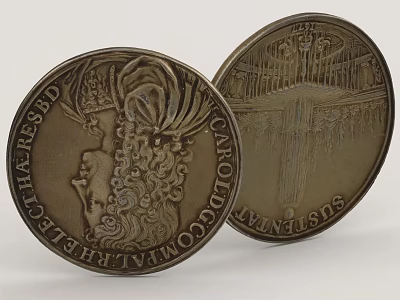 Antique Bronze Decorative Coins With Engraved Portraits And Patterns 3d model