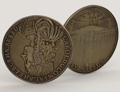 Antique Bronze Decorative Coins With Engraved Portraits And Patterns 3d model