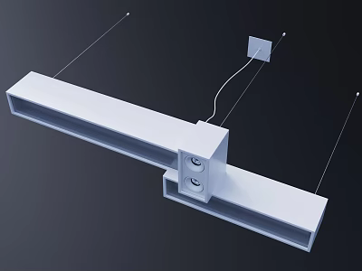 Modern White Rectangular Ceiling Light Featuring Suspended Sleek Structure For Interior Decoration 3d model