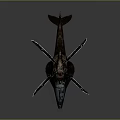 Camouflage Military Helicopter with Rotors Cockpit Windows and Detailed Design on Gray Background