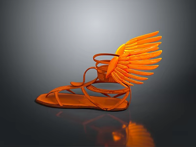 Orange Fashion Sandals With Eye Catching Wing Design And Stylish Straps 3d model
