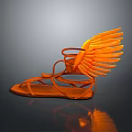 Orange Fashion Sandals With Eye Catching Wing Design And Stylish Straps
