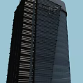 Modern High rise Office Building Exterior With Glass Curtain Wall And Vertical Striped Design