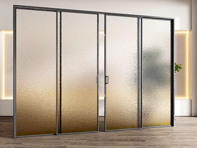 Modern Sliding Doors with Frosted Glass and Metal Frames Interior Design 3d model
