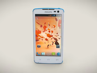 Philips Touchscreen Smartphone With White Body And Blue Frame Colorful Wallpaper App Icons 3d model