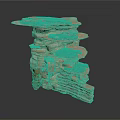 Wood And Stone Decorative Structure Layered Design With Natural Textured Surfaces And Multi Tiered Shelves