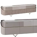 Modern Elegant TV Stand Design With Marble Top Metal Frame And Upholstered Panels