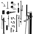 Modern Black Shower Head Set With Handheld Sprayer And Wall Mounted Fixtures