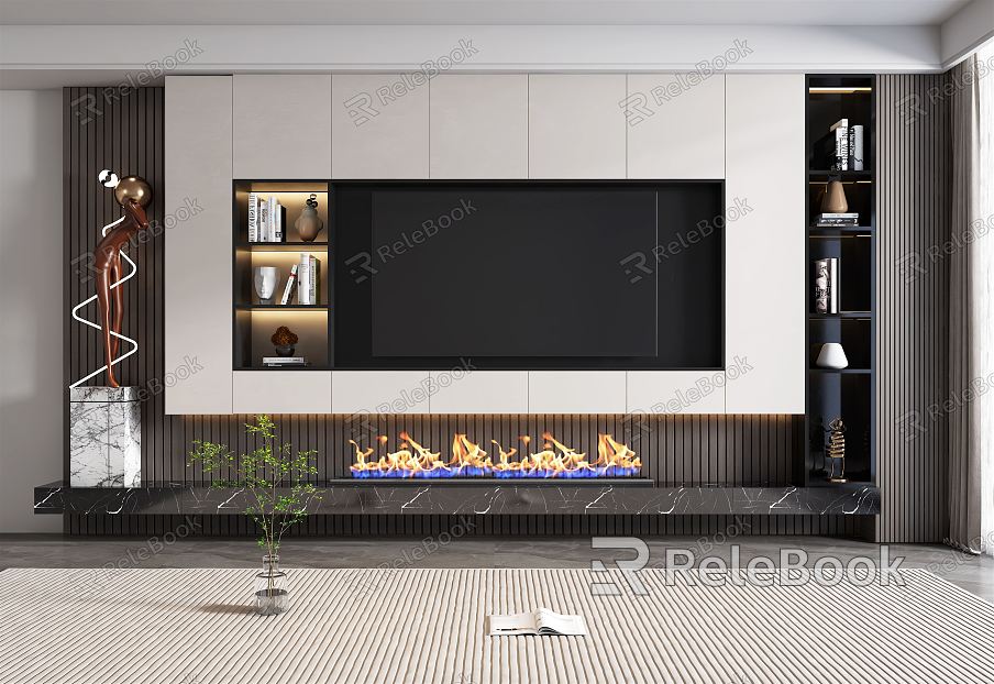 Modern TV background wall model