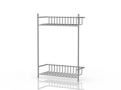 Stainless Steel Double Tier Kitchen Storage Shelf Organizer with Metal Racks 3d model