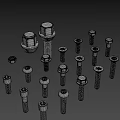 Different Types Of Metal Bolts And Nuts Fasteners On Blue Background