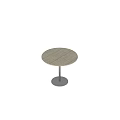 Modern Minimalist Round Coffee Table With Wood Grain Top And Black Metal Base