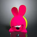 Playful Pink Cartoon Rabbit Character With Big Ears And Yellow Edges Decorative Toy