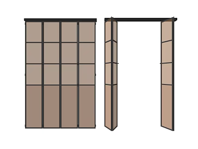 Modern Folding Doors With Glass Panels For Interior Space Saving Design 3d model