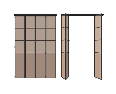 Modern folding door glass door combination 3d model