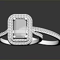 Elegant Silver Clothing Accessory Ring With Rectangular Gemstone And Diamond Accents 3d model