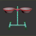 Double Stainless Steel Bowls Mounted On Sturdy Metal Stand With Stable Base