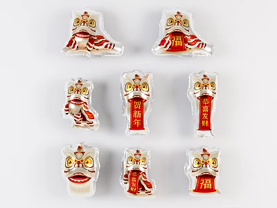 Traditional Chinese Inflatable Lion Dance Decorations With Fu Character And Prosperity Greetings 3d model