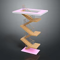Spiral Staircase Multi Level Structure With Wooden Steps And Pink Platforms 3d model