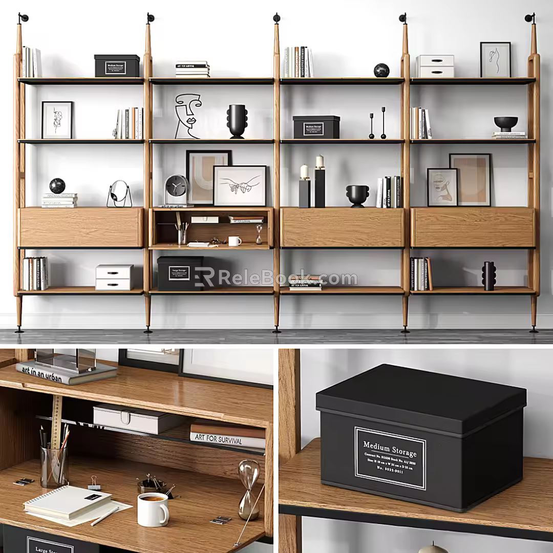 Modern Bookshelf Decorative Storage Rack 3d model