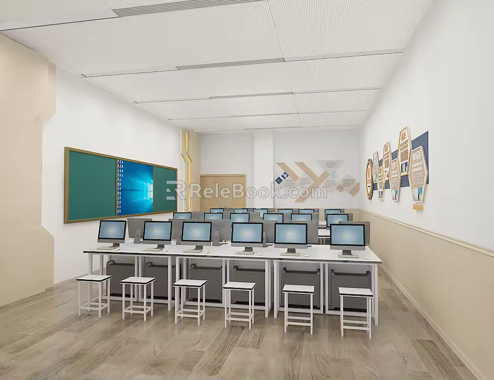 Modern Classroom Computer Classroom 3d model