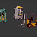 Industrial Forklift Trucks With Yellow Gray Design And Metal Lifting Forks