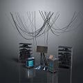 Modern Computer Server Rack Setup With Network Cables And Equipment 3d model