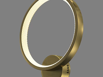 Modern Circular Wall Lamp with Golden Frame and Illuminated Minimalist Design 3d model