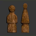 Handcrafted Wooden Human Figure Carvings With Textured Surface And Brown Tone