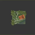 Detailed Miniature Landscape With Colorful House Green Trees Stone Fence And Scenic Pond