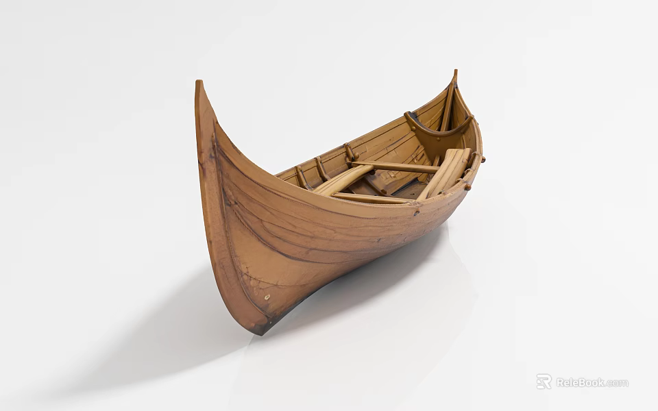 Handcrafted Wooden Boat Model With Intricate Wood Structure And Classic Design 3d model 