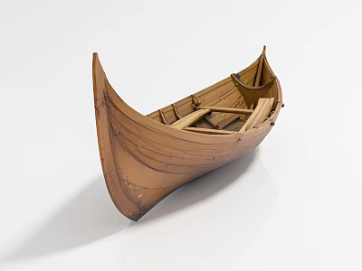 Handcrafted Wooden Boat Model With Intricate Wood Structure And Classic Design 3d model