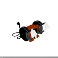 Industrial Bench Grinder With Double Grinding Wheels And Transparent Guards Orange Base And Safety Switch
