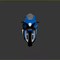Blue Suzuki Sporty Motorcycle With Streamlined Body Green Red Stripes And Black Wheels