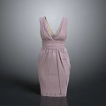 Elegant Pink Sleeveless V Neck Dress With Pleated Waist And Hem Details