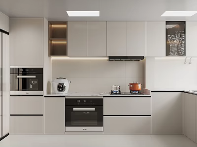 Kitchen cabinet sliding door dish washing basin kitchen appliances disinfection cabinet oven stove smoke machine kitchen supplies water heater 3d model
