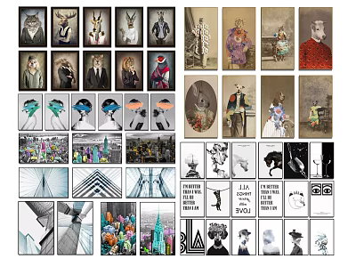 Diverse Wall Art Collection Featuring Portraits Abstract Designs And City Scenes For Home Decor 3d model