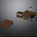 Modern Wooden Office Furniture Set With Desk Drawer Cabinet Chair And Lamp