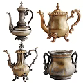 Vintage Ceramic Vessels With Ornate Carvings And Antique Style Designs
