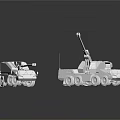Two White Military Vehicles 3D Models Featuring Armored Car And Crane Structure Design 3d model
