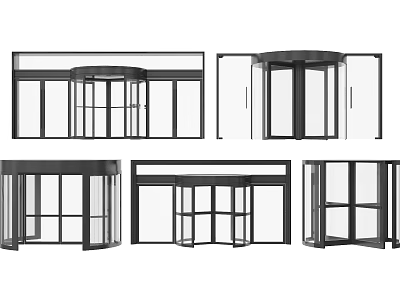 Glass Revolving Door Design Variations With Modern Frame And Panel Details 3d model