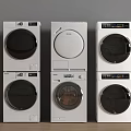 Modern Washing Machines With Stackable Design And Sleek White Finish 3d model