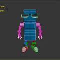 Blue Robot With Sunglasses Silver Mechanical Arms And Legs On Black Background With Reflection