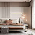 Modern Bedroom Interior Design With Comfortable Bed Wooden Nightstands Area Rug And Pendant Lighting