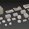 Assorted Cardboard Boxes In Various Sizes With Blue Tape And Different Styles