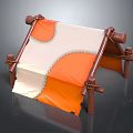 Camping Tent Design With Orange And White Fabric And Wooden Support Poles
