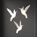 Elegant Three White Hummingbird Shaped Illuminated Chandelier Modern Interior Design