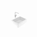 White Ceramic Kitchen Sink with Chrome Faucet for Modern Home Kitchens