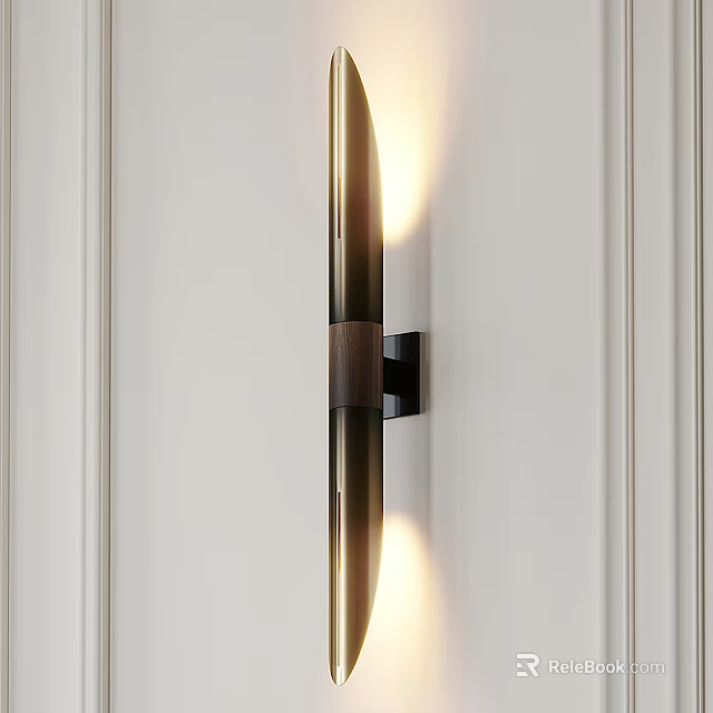Modern Wall Sconce With Metal And Wood Design For Interior Lighting Decoration 3d model 